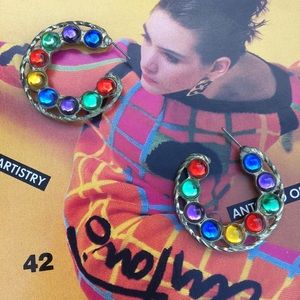 Vintage multicolor hoop earrings